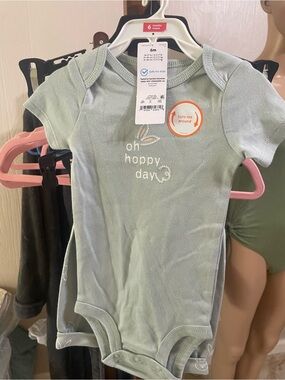 Carter's Sage Green 'Oh Hoppy Day' Short-Sleeve Bodysuit and pants set
